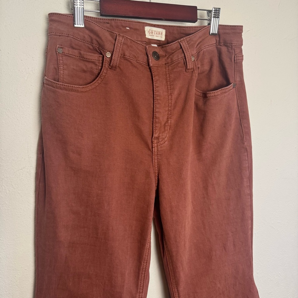 Shyanne Extreme Flare Tulip Western Bohemian High Rise‎ Rust Denim - Picture 6 of 7